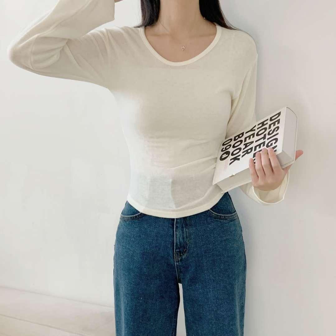 WOO SUNG東大門㊣直郵女裝新品熱賣長袖T恤安哥拉羊毛修身WOO SUNG長袖T恤