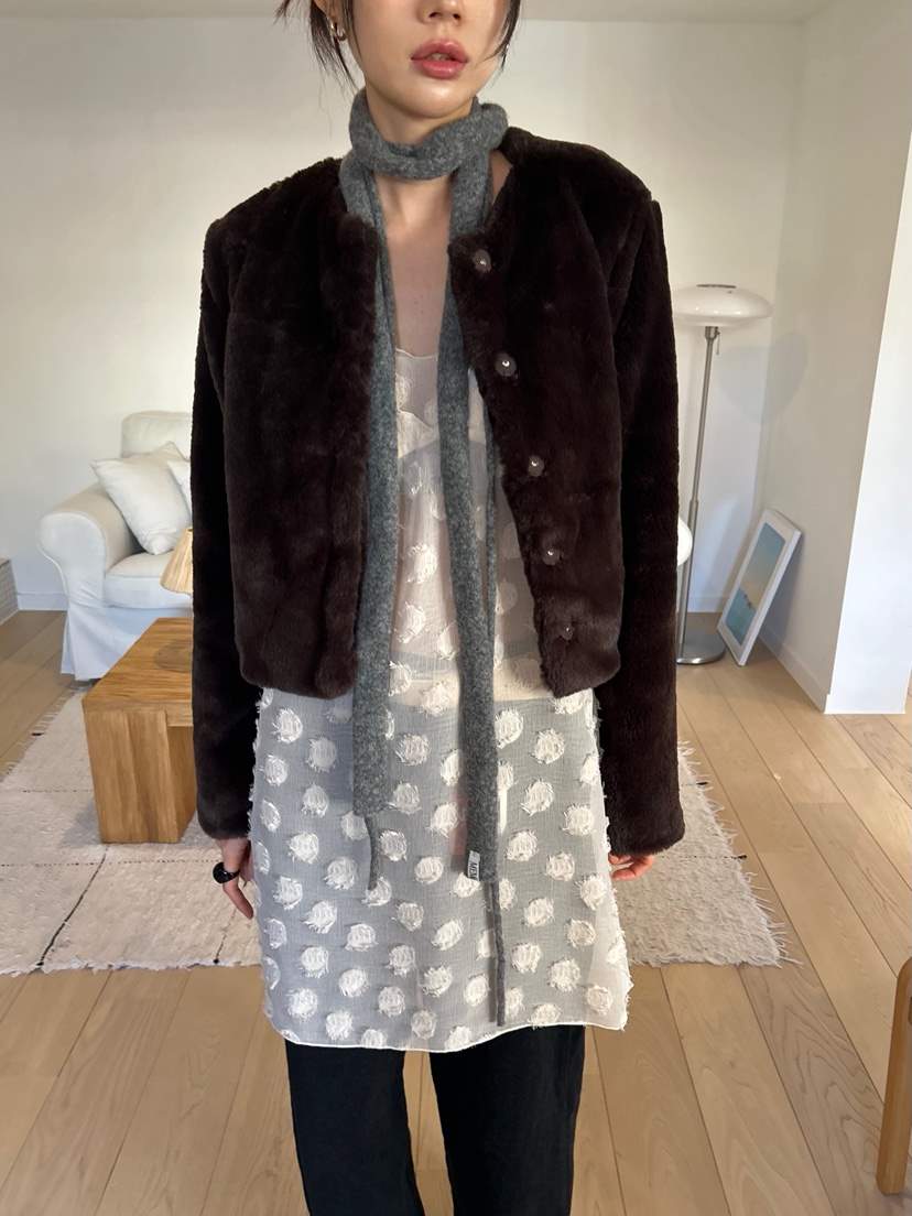 ME MO東大門㊣實拍女士新款休閑推薦時尚熱賣短款大衣皮草ME MO短款大衣