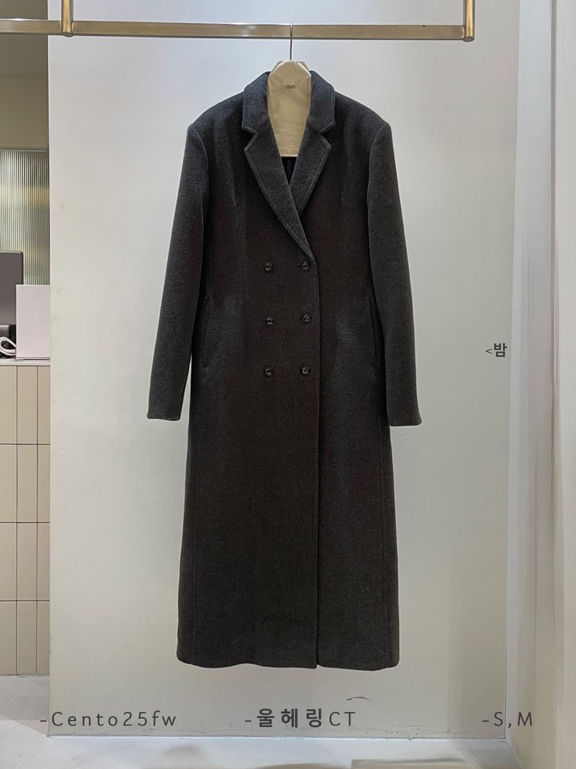 CENTO東大門㊣實拍女裝新款25秋冬休閑中長款大衣羊毛人字紋CENTO中長款大衣
