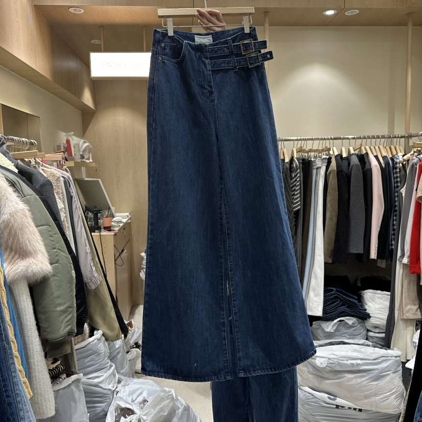 VINTAGE VIBE韓國直郵㊣女士新品熱賣真品時尚牛仔褲拉絨褶皺VINTAGE VIBE牛仔褲