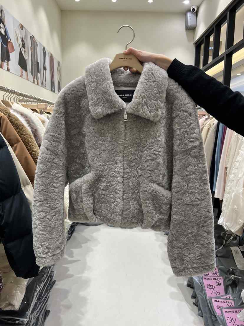 MARIE MARIE韓國代購㊣女士新款休閑推薦真品短款大衣羊毛MARIE MARIE短款大衣