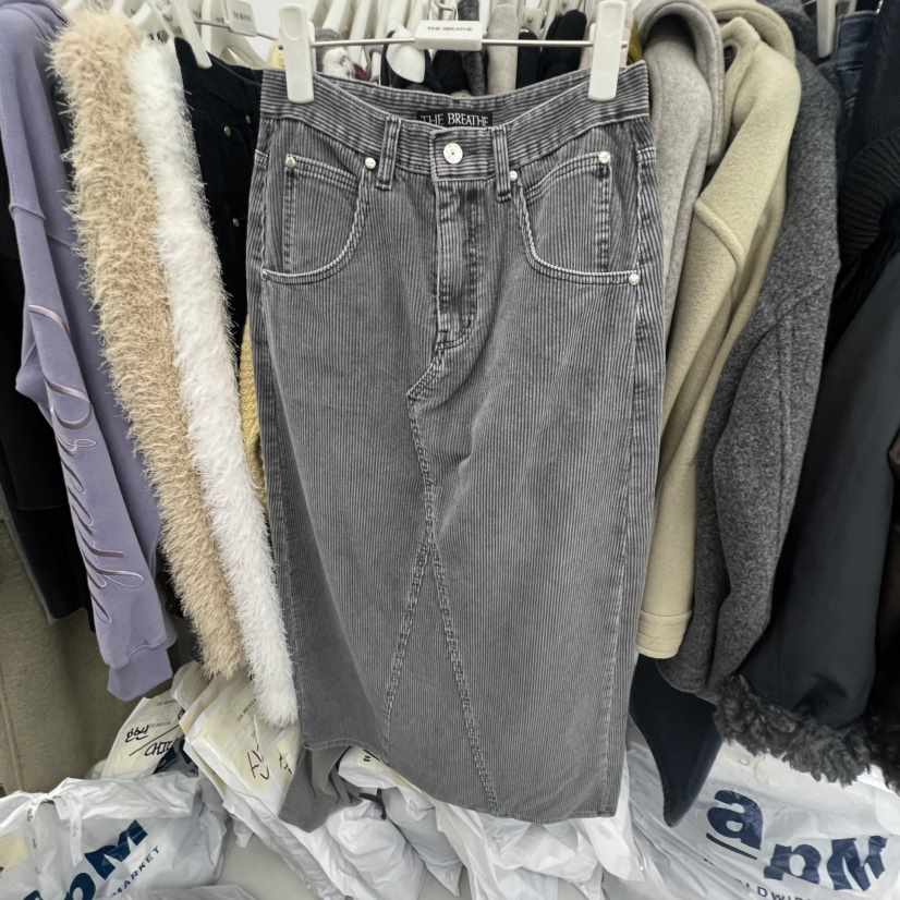 BREATHE東大門㊣實拍女士新品推薦熱賣半身裙中短裙燈芯絨豬皮BREATHE半身裙/中短裙