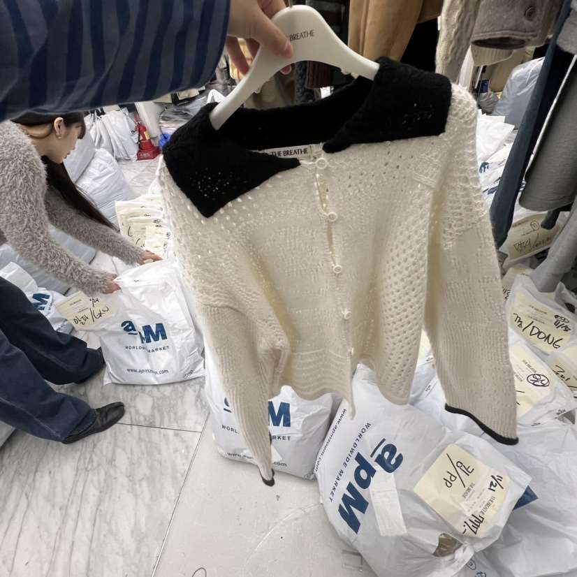 BREATHE東大門㊣代購女士新款時尚針織衫鉤針編織含圍巾復古BREATHE針織衫