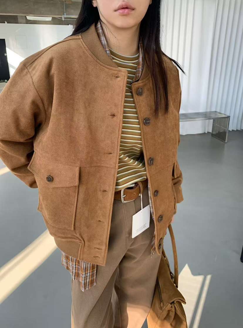 J CRANE-A韓國直郵㊣女士新品熱賣休閑25秋冬職業夾克麂皮J CRANE夾克