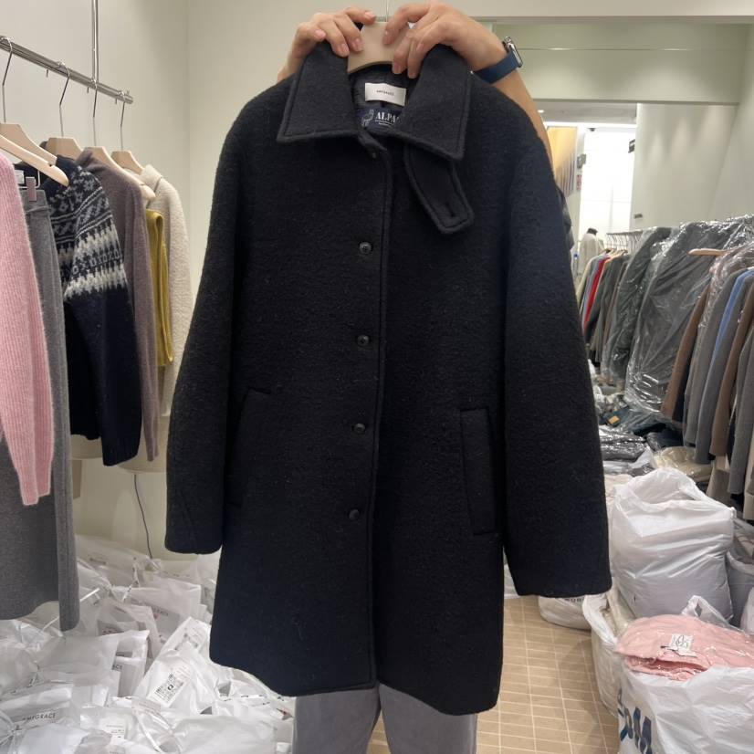 AMY GRACE東大門㊣代購女裝新款25秋冬時尚中長款大衣高領AMY GRACE中長款大衣