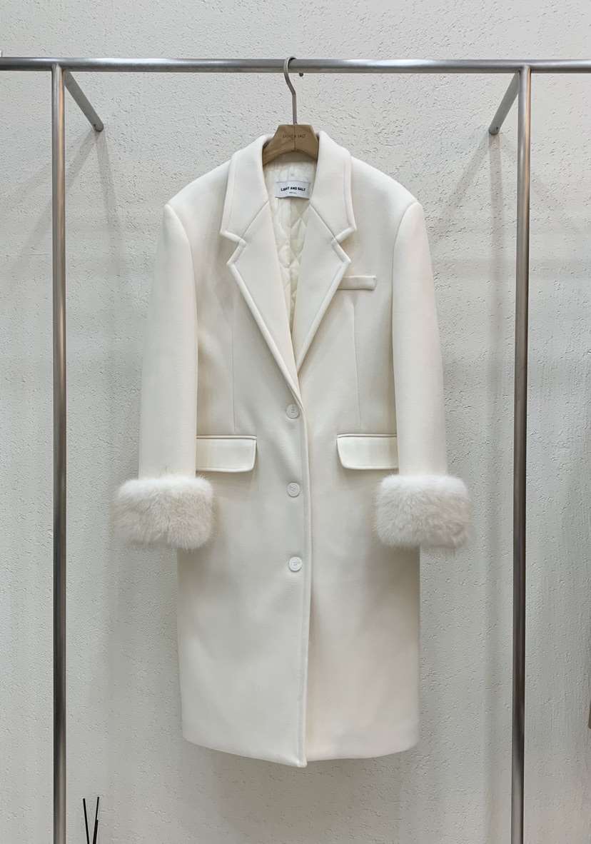 LIGHT AND SALT東大門㊣直郵女士新款休閑中長款大衣超長夾棉LIGHT AND SALT中長款大衣