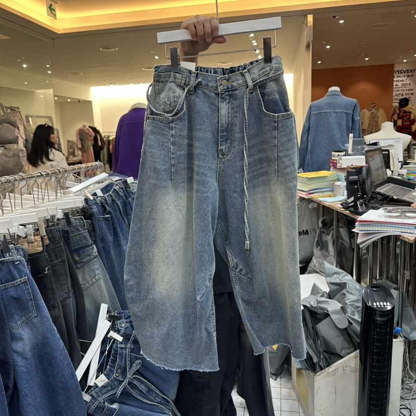 ITZEL東大門㊣代購女士新款休閑熱賣人氣推薦25秋冬牛仔褲含腰繩ITZEL牛仔褲