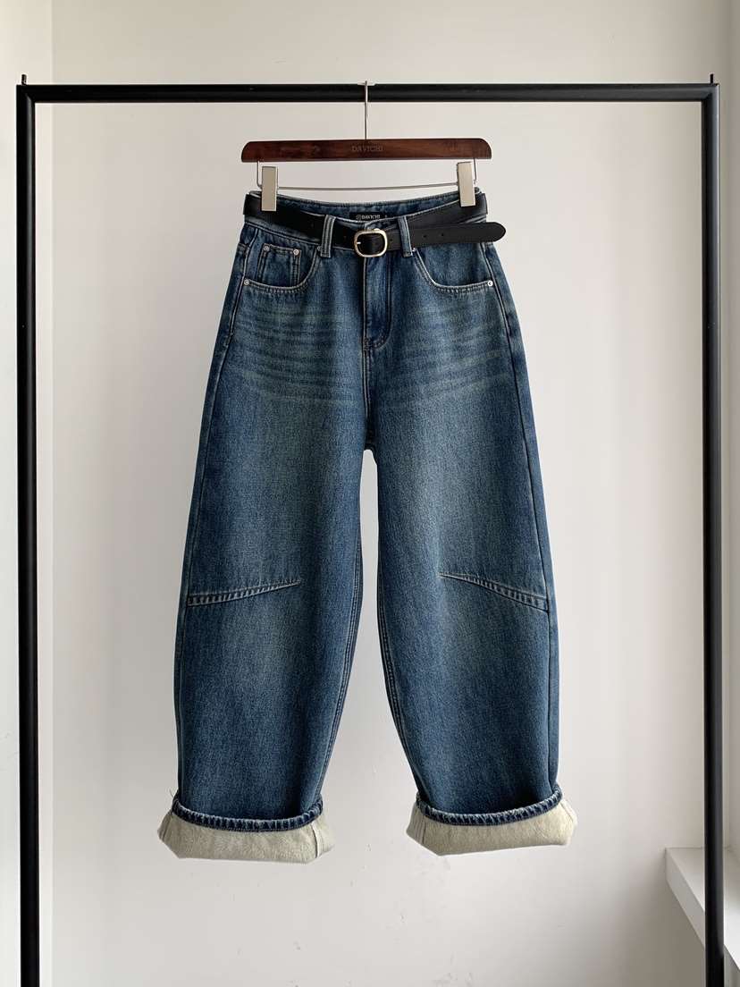DAVICHI東大門㊣直郵女裝新款人氣真品牛仔褲含隨機腰帶羊毛DAVICHI牛仔褲