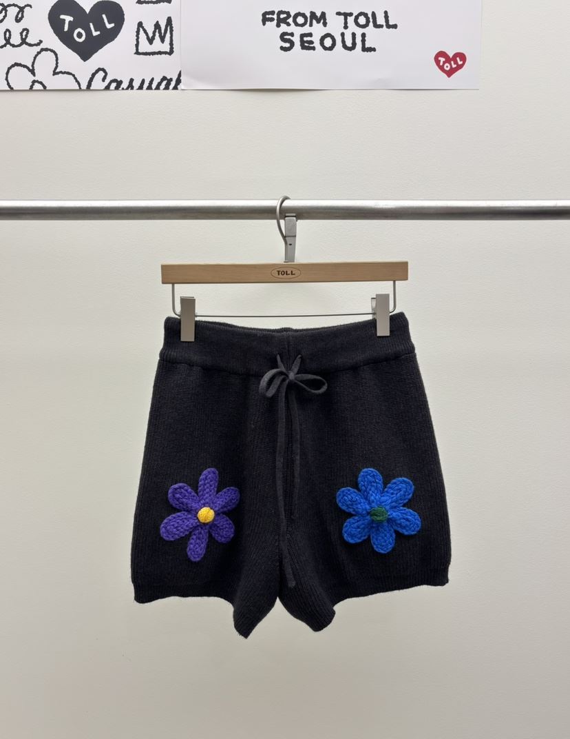 TOLL韓國直郵㊣女士新品熱賣休閑真品人氣25秋冬職業短褲花朵TOLL短褲