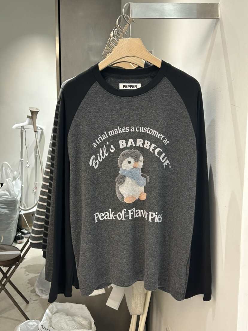 PEPPER-L韓國直郵㊣女裝新品時尚推薦熱賣長袖T恤加絨圍巾鵝PEPPER長袖T恤