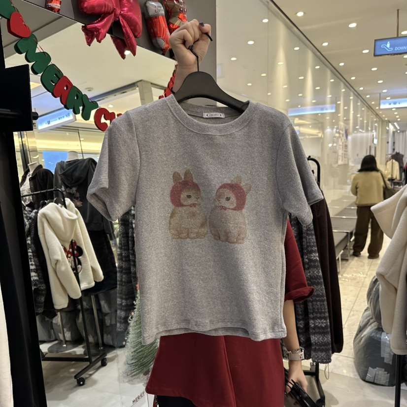 CREDITO韓國直郵㊣女裝新品熱賣職業時尚真品休閑推薦T恤兔子CREDITOT恤