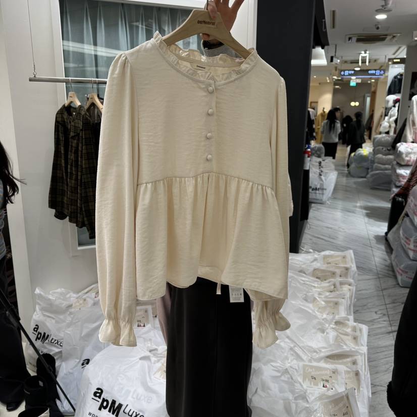 OURMOMENT韓國代購㊣女士新品真品時尚人氣休閑25秋冬襯衫蕾絲衫OURMOMENT襯衫/蕾絲衫