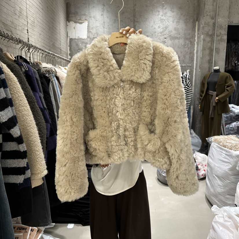 JUNI韓國代購㊣女裝新款休閑25秋冬人氣時尚熱賣短款大衣羊毛my juni短款大衣