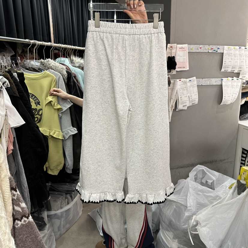 MOMAZU東大門㊣直郵女士新款人氣職業休閑褲荷葉邊加絨刺繡MOMAZU休閑褲