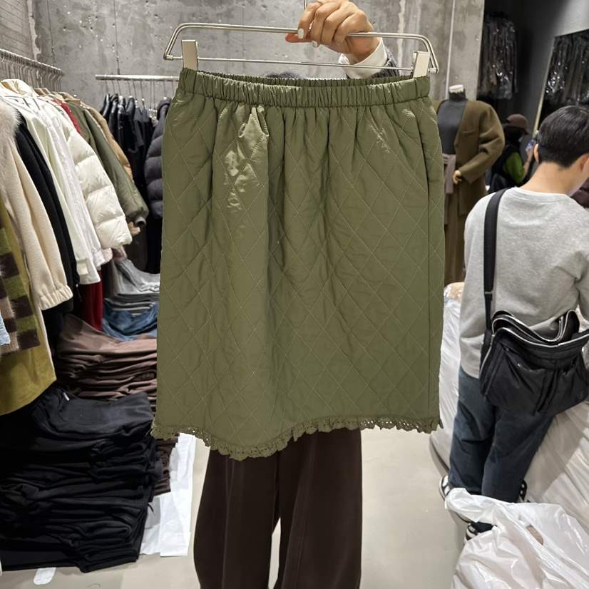 JUNI東大門㊣實拍女裝新品職業真品休閑25秋冬短裙蕾絲絎縫my juni短裙