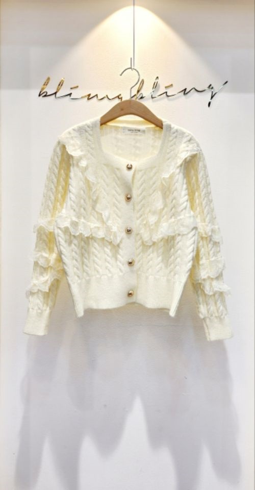 BLING BLING-S韓國代購㊣女士新品真品職業熱賣針織衫蕾絲花BLING BLING-S針織衫