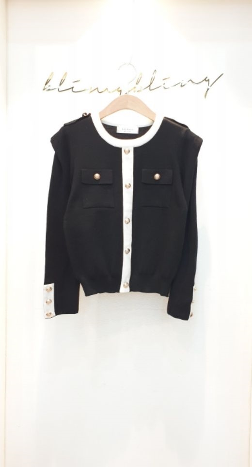 BLING BLING-S東大門㊣直郵女士新品職業25秋冬針織衫單排扣BLING BLING-S針織衫