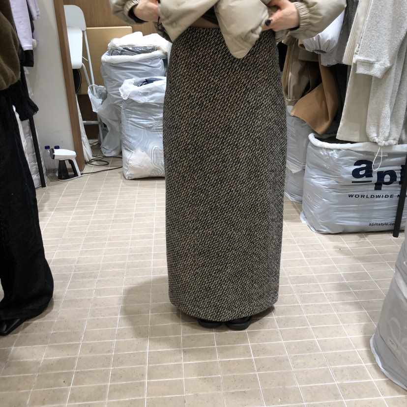 LOFN韓國代購㊣女裝新品25秋冬休閑推薦人氣半身裙中短裙羊毛LOFN半身裙/中短裙