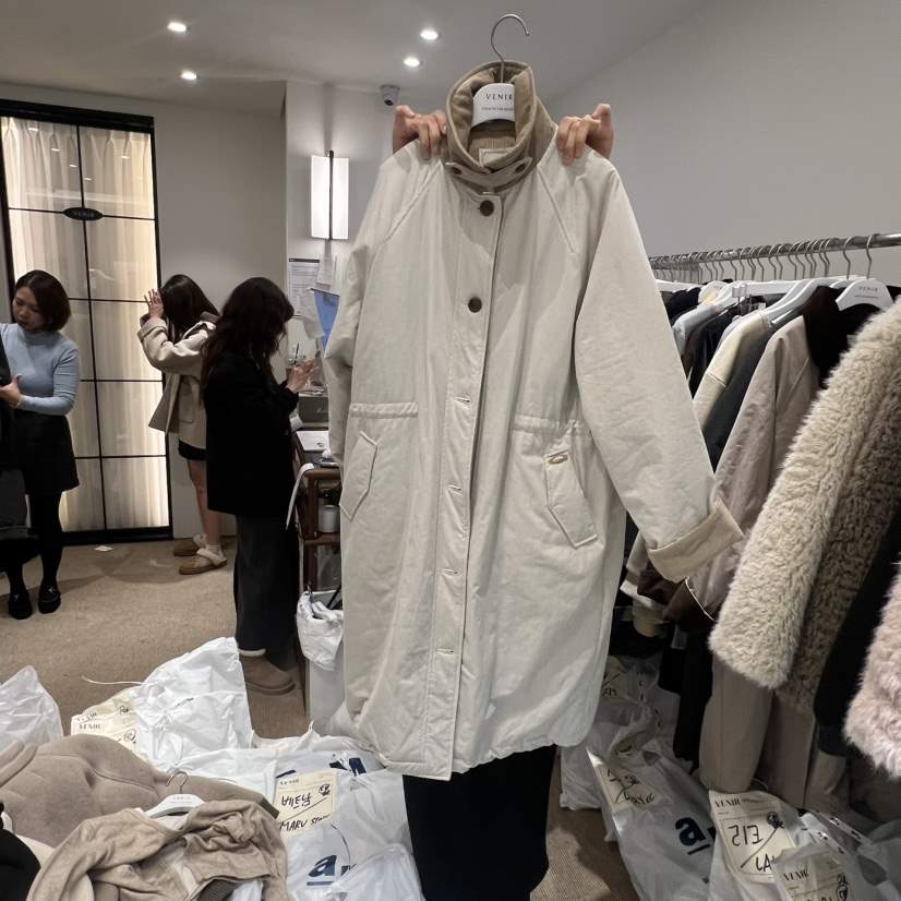 VENIR-a東大門㊣代購女裝新款人氣推薦25秋冬中長款大衣棉VENIR-a中長款大衣
