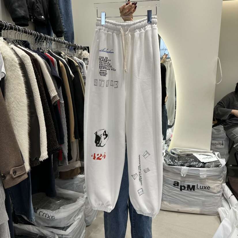 AT THE END東大門㊣實拍女裝新款推薦25秋冬時尚休閑褲加絨AT THE END休閑褲