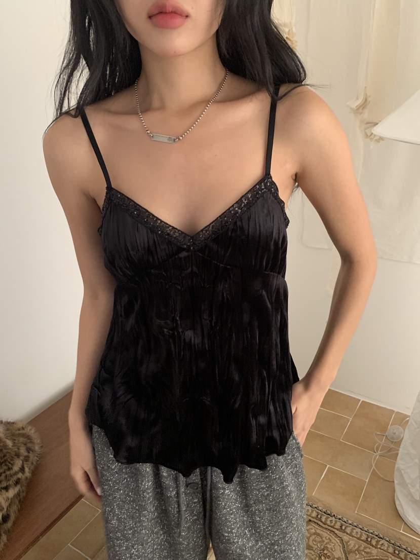 SUNDER MARKET韓國代購㊣女士新品休閑推薦吊帶背心天鵝絨SUNDER MARKET吊帶/背心