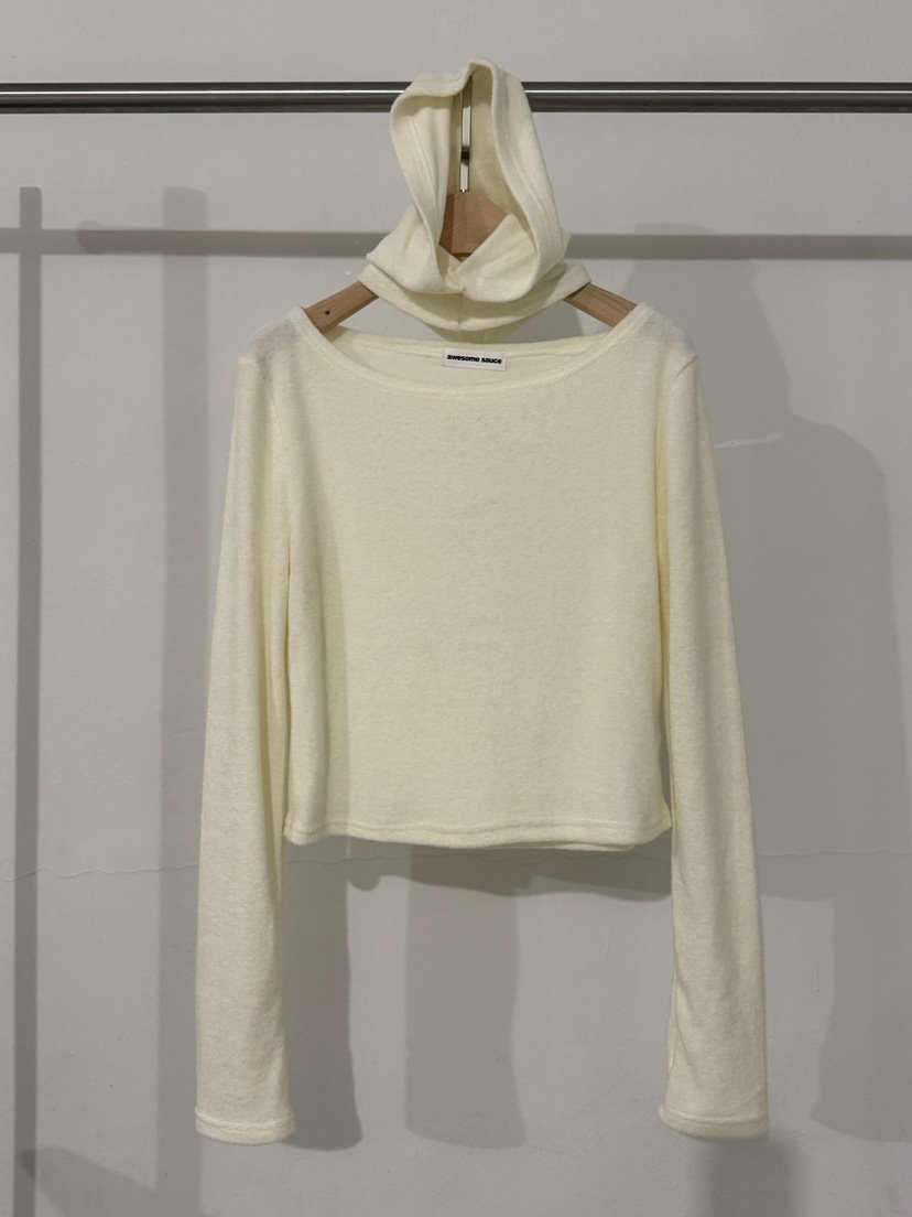 AWESOMESAUCE東大門㊣實拍女裝新品25秋冬推薦長袖T恤含帽子AWESOME SAUCE長袖T恤