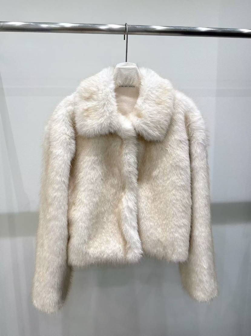 BINUS東大門㊣代購女士新品人氣時尚25秋冬推薦短款大衣狐貍BINUS短款大衣