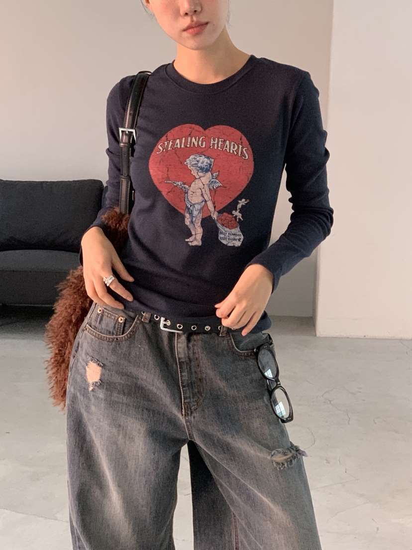 SUNDER MARKET韓國直郵㊣女士新款休閑熱賣25秋冬時尚長袖T恤SUNDER MARKET長袖T恤