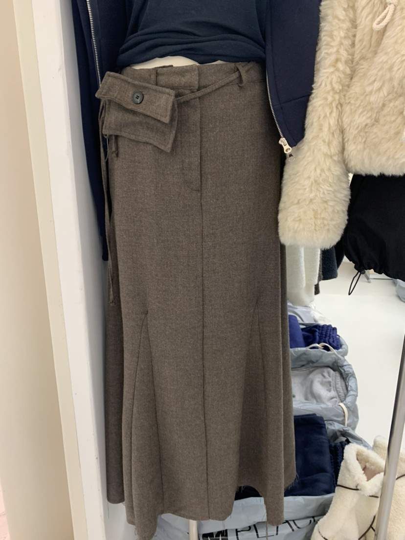 ESCHER東大門㊣直郵女裝新品熱賣職業25秋冬休閑長裙含腰包ESCHER長裙