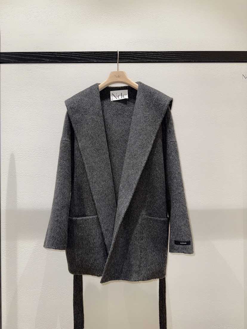 NDE韓國直郵㊣女裝新款時尚休閑真品25秋冬中長款大衣含腰帶NDE中長款大衣