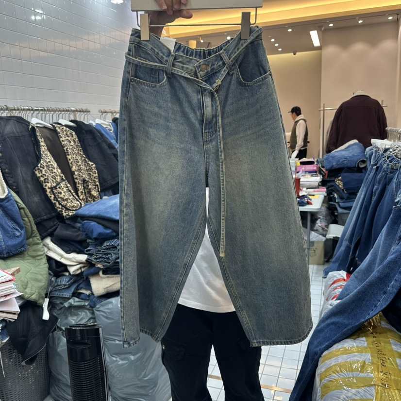 ITZEL東大門㊣代購女裝新品休閑人氣時尚25秋冬牛仔褲含腰繩ITZEL牛仔褲