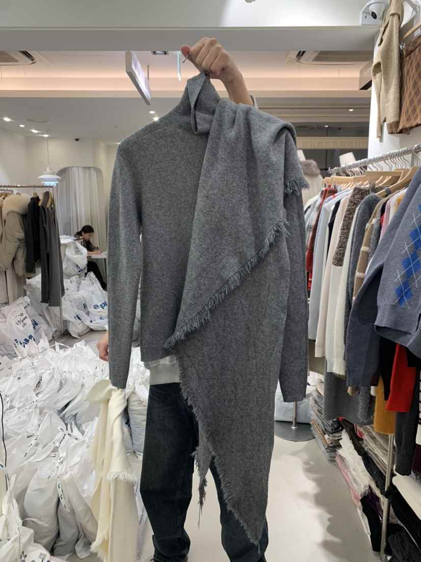 BY BOMI韓國代購㊣女裝新品熱賣真品套裝可拆卸流蘇套裝圍巾BY BOMI套裝