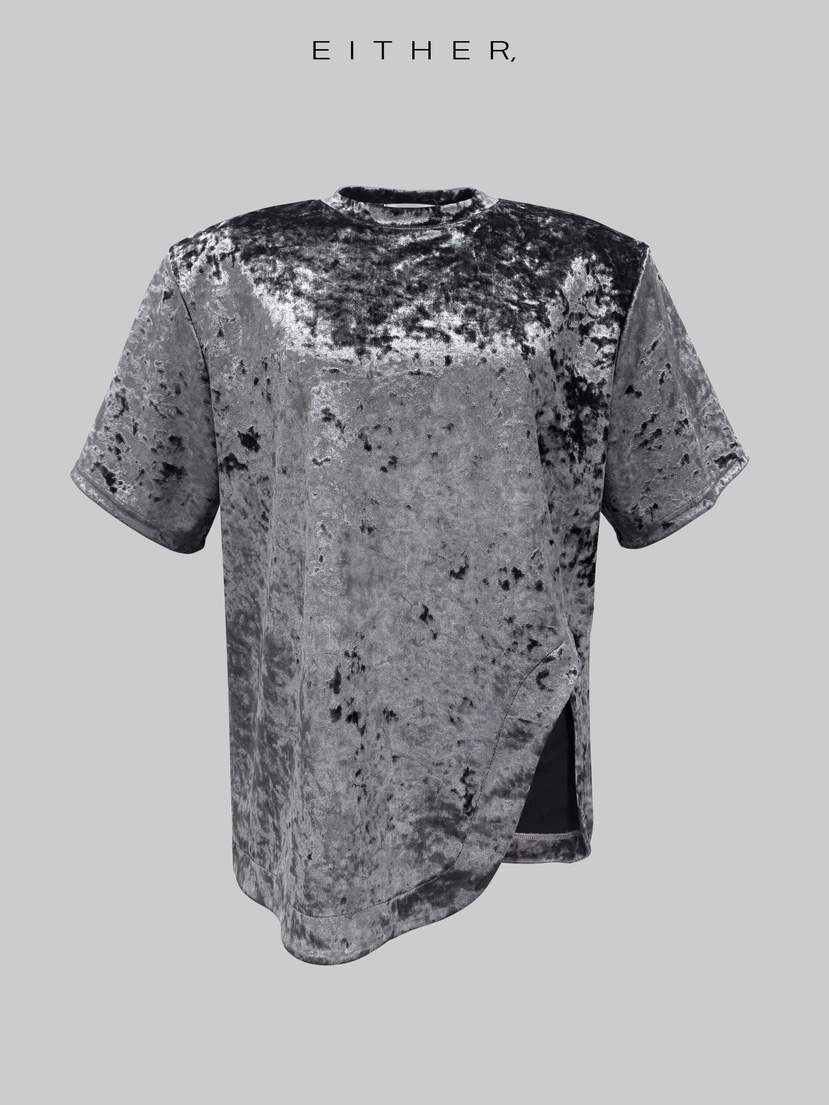 EITHER東大門㊣代購女士新品熱賣推薦時尚人氣T恤天鵝絨鏤空EITHERT恤