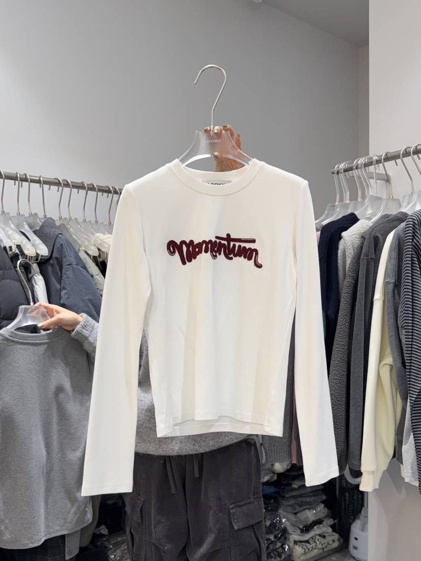 LOOKK東大門㊣實拍女裝新款休閑25秋冬職業真品時尚長袖T恤LOOKK長袖T恤