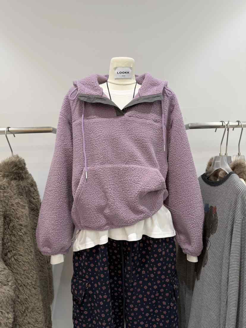 LOOKK韓國直郵㊣女士新品職業熱賣25秋冬人氣衛衣連帽衫紐扣LOOKK衛衣