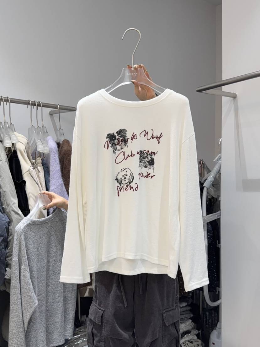 LOOKK東大門㊣實拍女裝新品25秋冬熱賣職業休閑人氣長袖T恤LOOKK長袖T恤