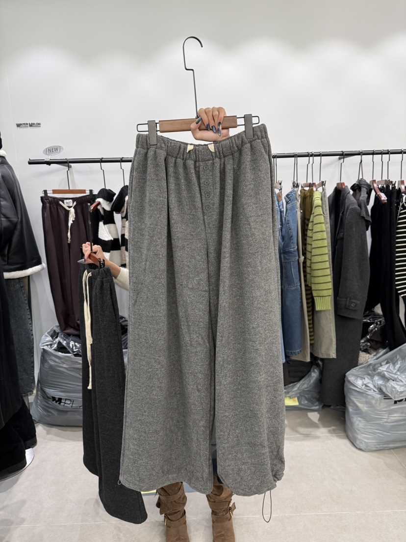 WATERMELON東大門㊣代購女裝新品休閑熱賣25秋冬休閑褲羊毛紐扣WATER MELON休閑褲