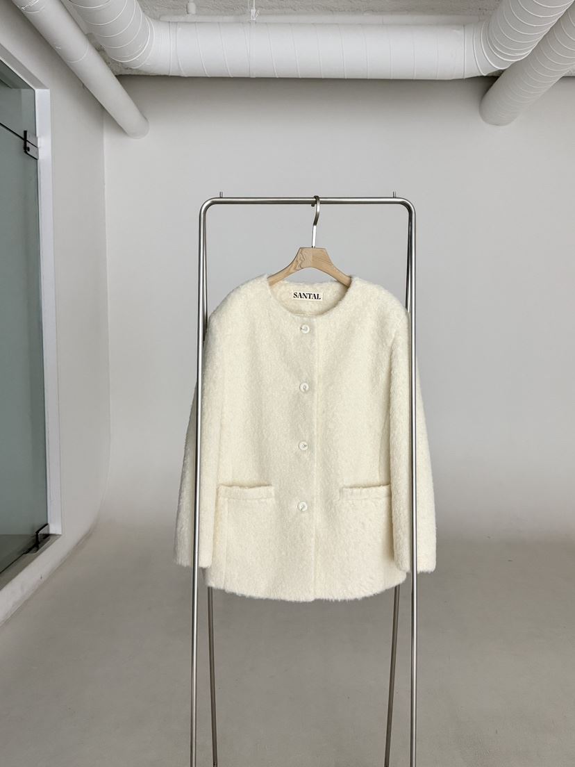 SANTAL韓國代購㊣女裝新品職業推薦休閑熱賣短款大衣馬海毛SANTAL短款大衣