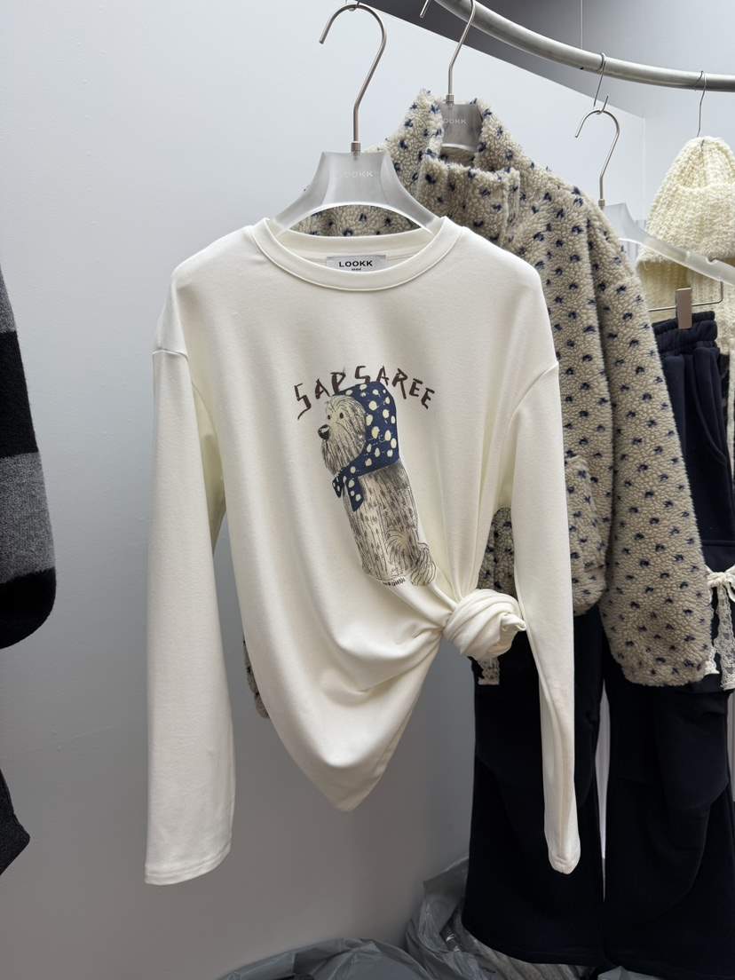 LOOKK韓國直郵㊣女裝新款人氣推薦熱賣職業時尚長袖T恤兜帽LOOKK長袖T恤