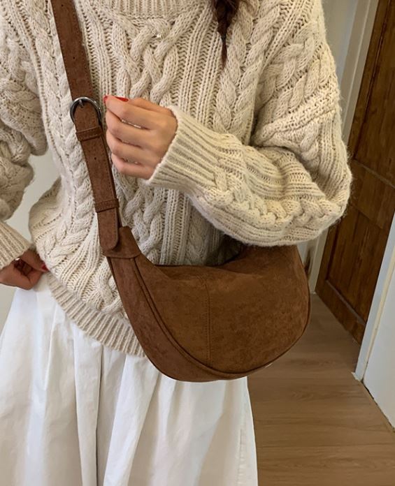 POSH BLUE韓國代購㊣女裝新品人氣熱賣25秋冬單肩斜跨包絨面革POSH BLUE單肩/斜跨包