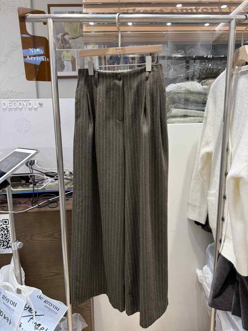DE GO YOU韓國直郵㊣女士新品熱賣25秋冬時尚真品休閑褲條紋DE GO YOU休閑褲