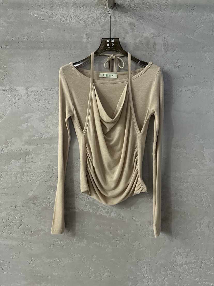 COME OPEN東大門㊣代購女裝新款休閑職業真品25秋冬長袖T恤褶皺COMP-(COME OPEN)長袖T恤