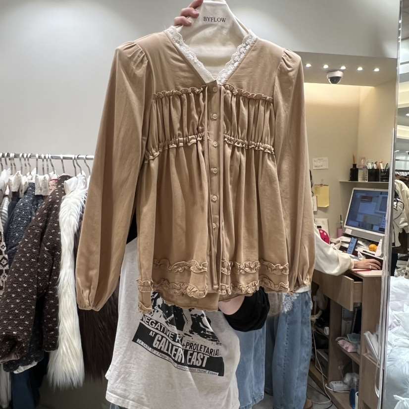 BY FLOW東大門㊣直郵女士新款休閑真品推薦人氣襯衫蕾絲衫BY FLOW襯衫/蕾絲衫