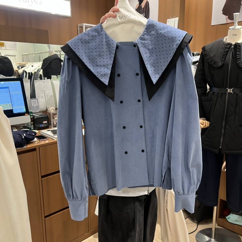 OGI韓國代購㊣女裝新品熱賣真品人氣休閑時尚推薦襯衫蕾絲衫FLat OGI襯衫/蕾絲衫