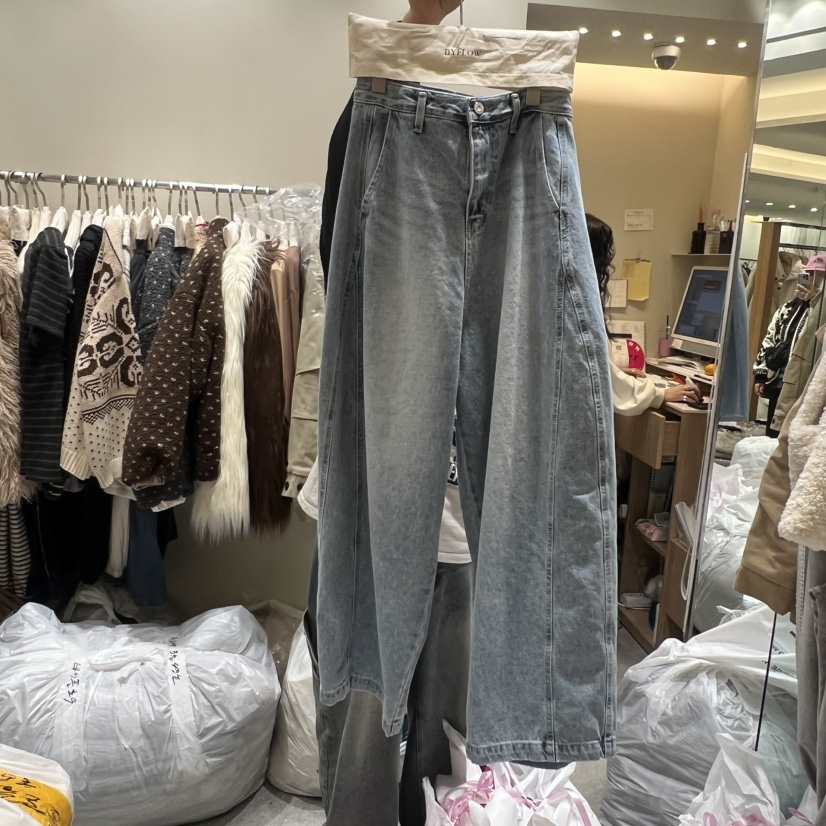 BY FLOW東大門㊣代購女裝新款休閑職業25秋冬牛仔褲水洗牛仔布BY FLOW牛仔褲