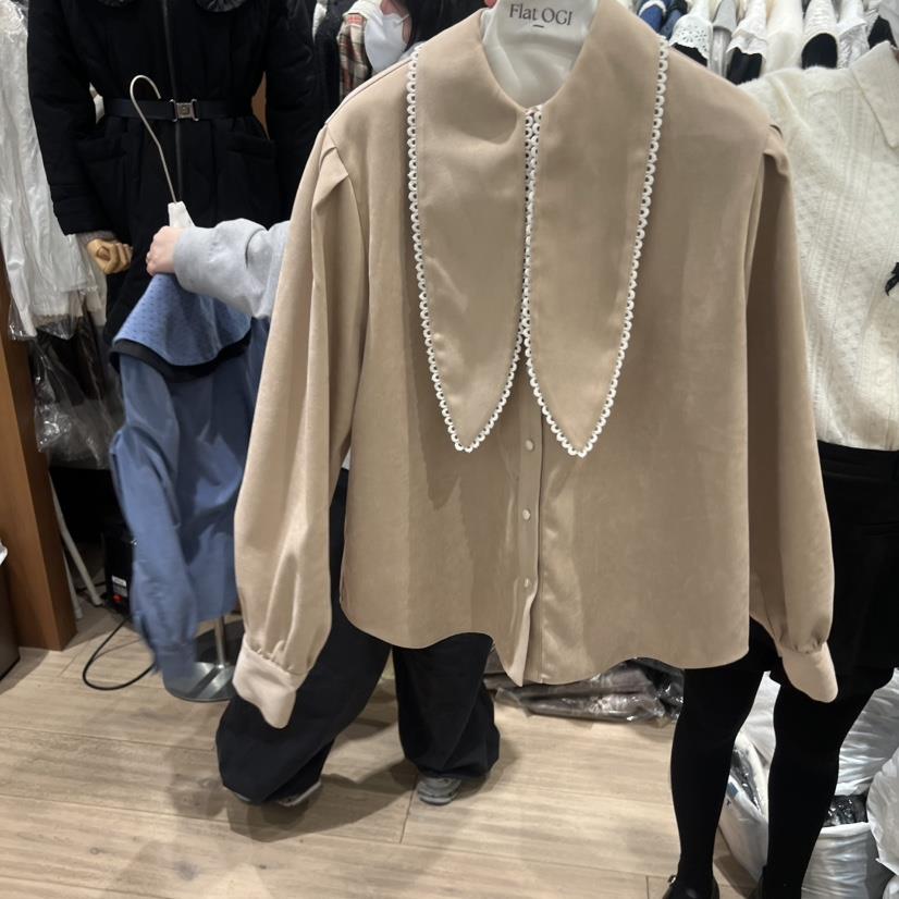 OGI東大門㊣實拍女裝新品熱賣25秋冬真品職業休閑襯衫蕾絲衫FLat OGI襯衫/蕾絲衫