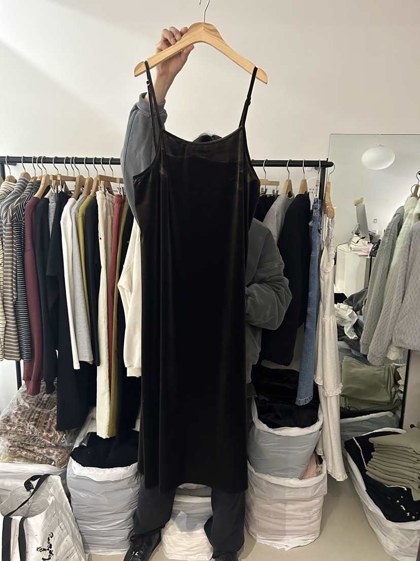 AS THOUGHT韓國代購㊣女士新款推薦職業人氣休閑連衣裙絲絨AS THOUGHT連衣裙