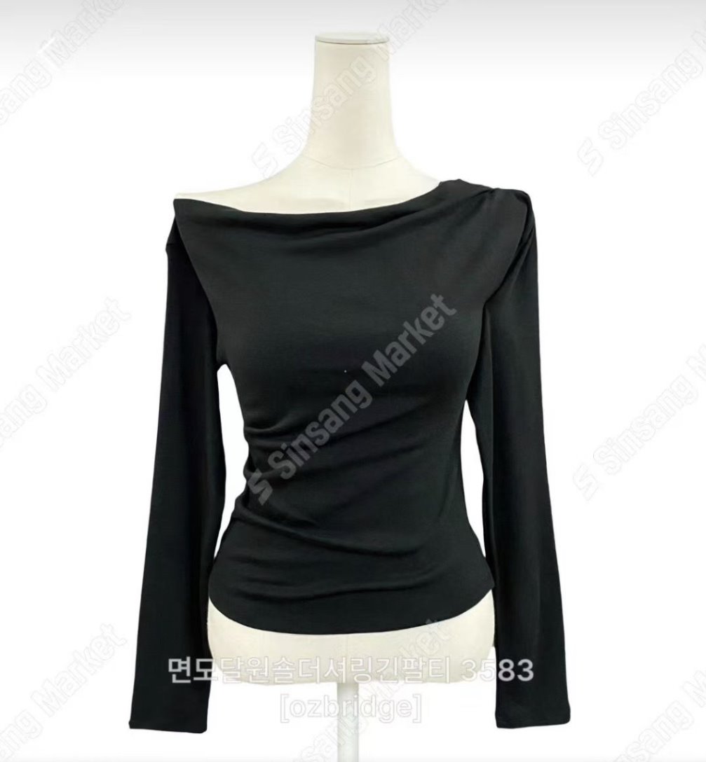 OZBRIDGE 오즈브릿지韓國代購㊣女裝新品25秋冬長袖T恤莫代爾棉質褶皺OZBRIDGE 오즈브릿지長袖T恤