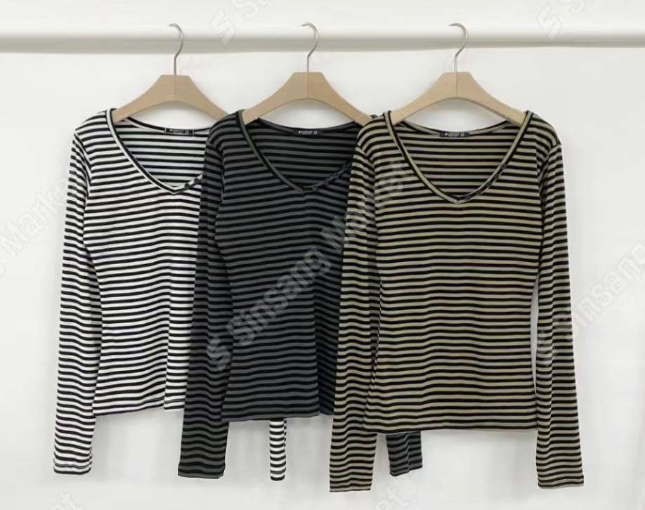 OZBRIDGE 오즈브릿지東大門㊣直郵女士新品25秋冬長袖T恤V領修身寬松紐扣OZBRIDGE 오즈브릿지長袖T恤