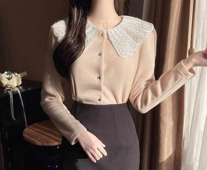 OLIVIA韓國直郵㊣女士新款25秋冬人氣休閑襯衫蕾絲衫羊毛衫OLIVIA襯衫/蕾絲衫